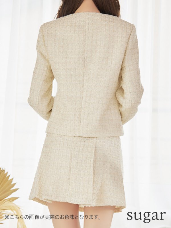 画像9: 【an to you/アントューユー】セットアップ/袖/ ジャケット/ ツイード/台形スカート /プリーツ/ノーカラー[OF05]