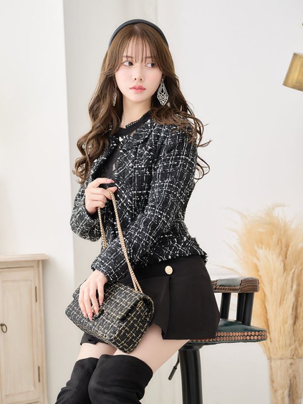 画像3: 【an to you】アウター/ジャケット/ ツイード/チェック/ノーカラー[OF05]