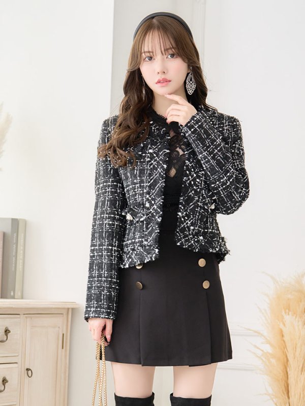 画像4: 【an to you】アウター/ジャケット/ ツイード/チェック/ノーカラー[OF05]