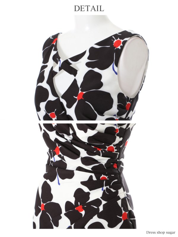 画像5: Lサイズあり【Lip line/リップライン】プリントデザイン/バストカット/タック/ミニドレス /キャバドレス[HC03]