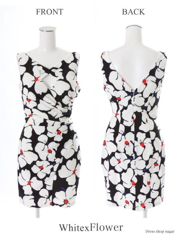 画像7: Lサイズあり【Lip line/リップライン】プリントデザイン/バストカット/タック/ミニドレス /キャバドレス[HC03]