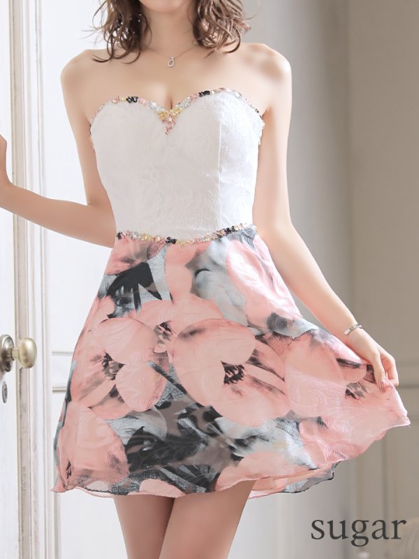 画像5: 【Lip line/リップライン】フラワープリントフレアベアミニキャバドレス・s6B1708[HC03]