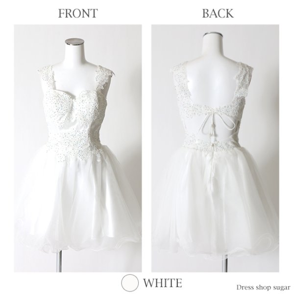 画像9: XSサイズあり【Lip line/リップライン】トップビジュー刺繍/フレア/ミニドレス /キャバドレス[HC03]