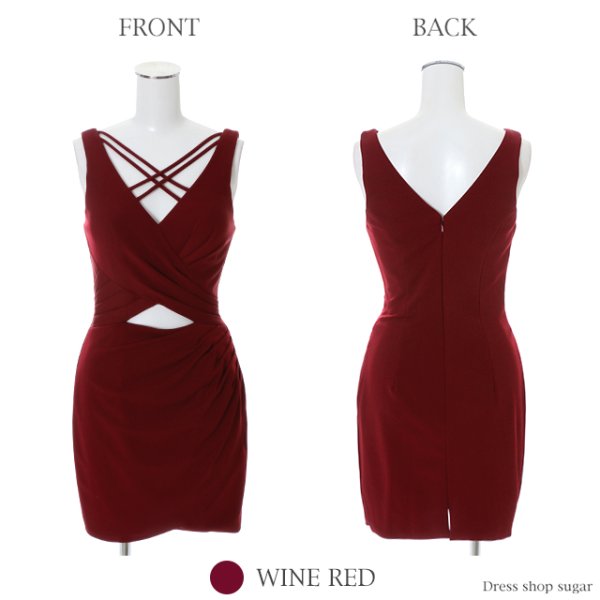 画像10: 【Lip line/リップライン】ウエストカット/胸元クロス/ワンカラー/ミニドレス /キャバドレス[HC03]