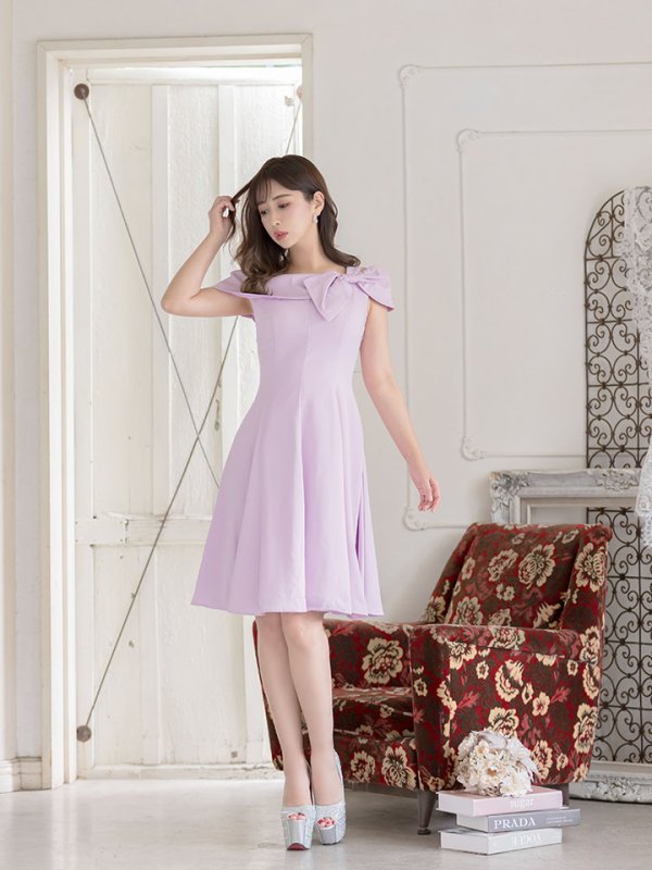 画像5: 【Lip line/リップライン】ワンカラー/デコルテリボン/ミディアム/ミニドレス /キャバドレス Sサイズ[HC03]