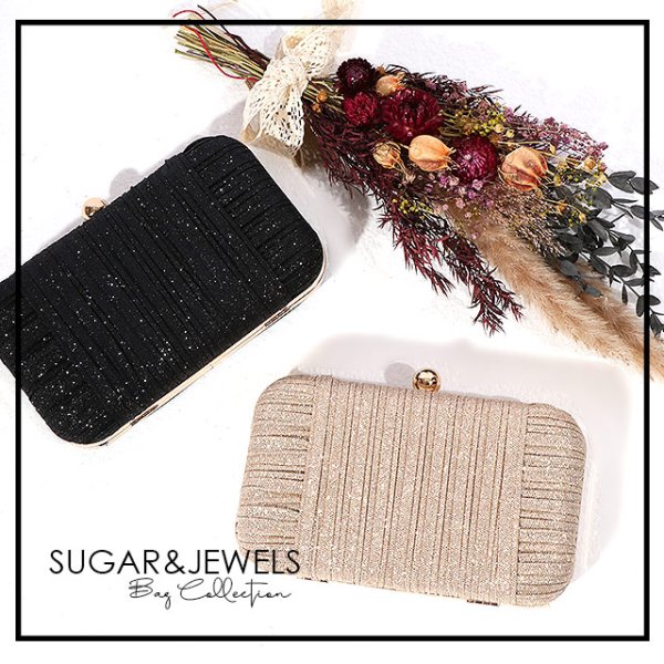 画像8: 【2カラー】フロントプリーツ＆グリッタークラッチバッグ[OF04]