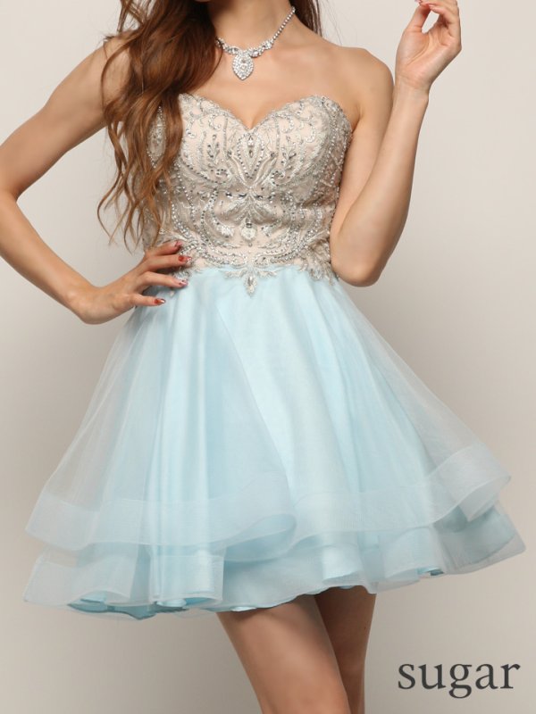 画像7: 【Lip line/リップライン】ベア/ビジュー/チュールフレア/ミニドレス /キャバドレス[HC03]