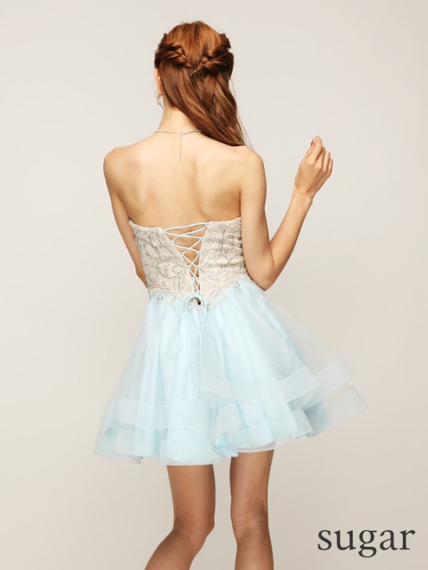 画像8: 【Lip line/リップライン】ベア/ビジュー/チュールフレア/ミニドレス /キャバドレス[HC03]