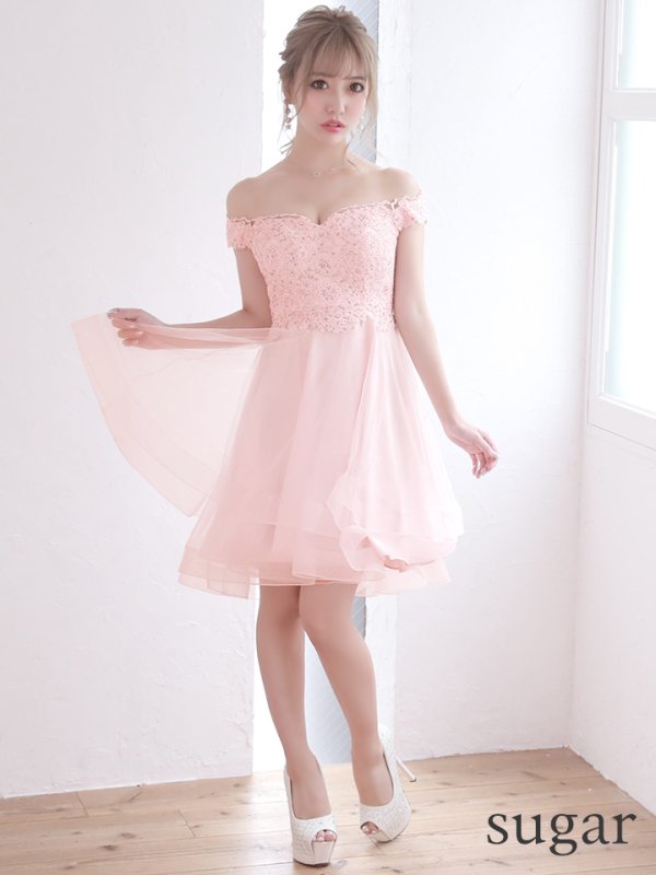 画像5: 新色追加！XSサイズあり!!【Lip line/リップライン】オフショル/チュール/フレア/ミニドレス /キャバドレス[HC03]