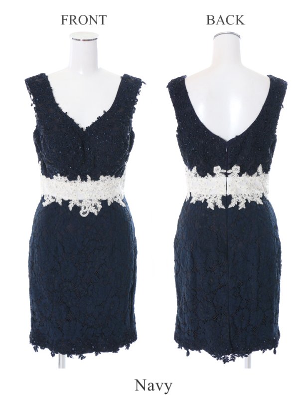 画像10: 【Lip line/リップライン】フラワーレース/ ノースリ/ タイト/ キャバドレス[OF05]