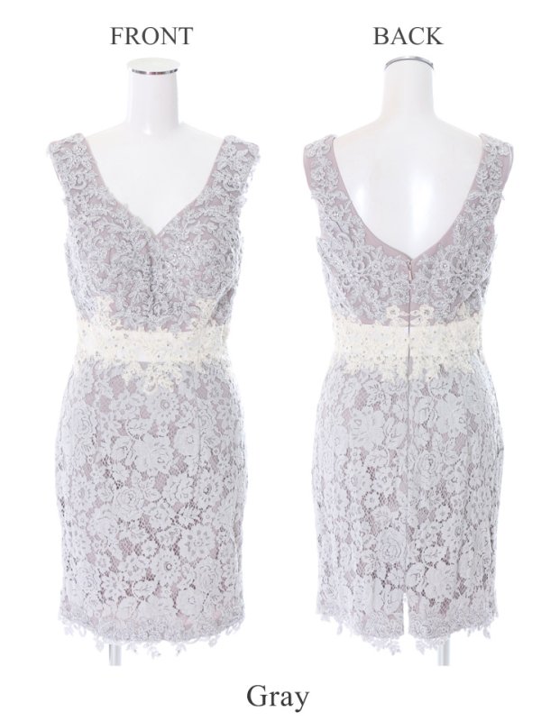 画像9: 【Lip line/リップライン】フラワーレース/ ノースリ/ タイト/ キャバドレス[OF05]
