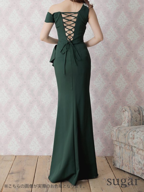 画像4: 【Lip line/リップライン】ワンショル/ バイカラー/ フリル/ スピンドル/ ロングドレス/ キャバドレス long[HC03]