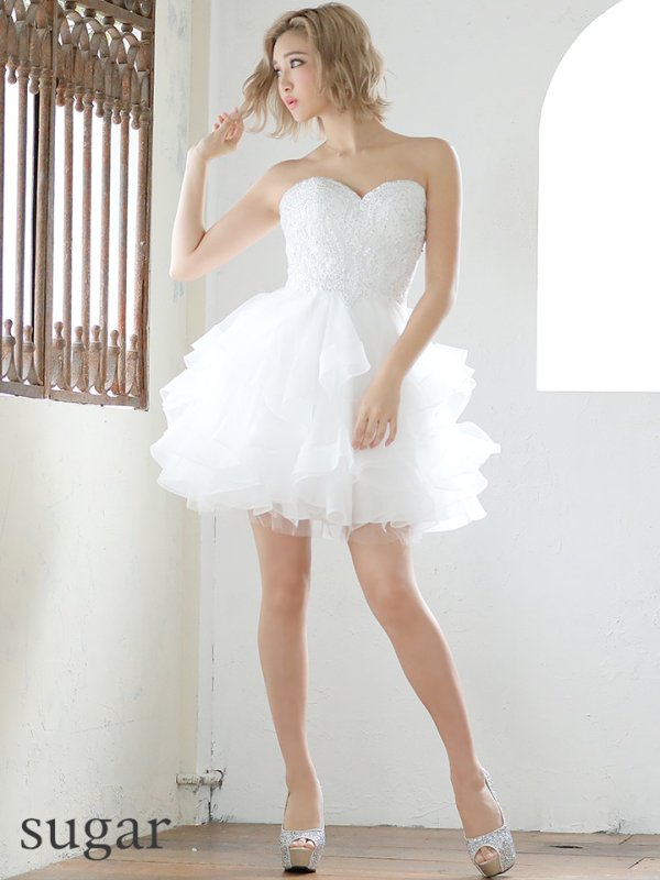 画像8: 【Lip line/リップライン】ベア/ ビーズ刺繍/ フレア/ミニ/ ミニドレス/ キャバドレス[HC03]