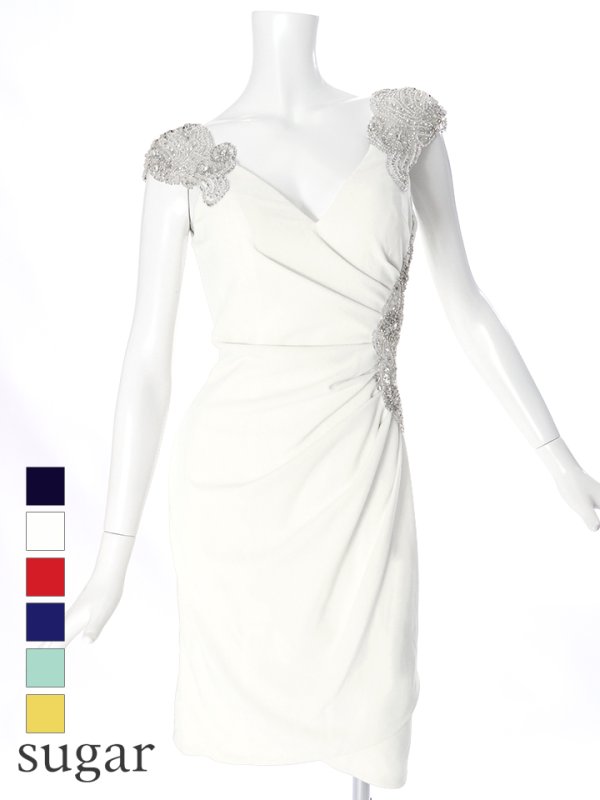 画像17: 【Lip line/リップライン】ビジューデザイン/ ストレッチ/ タック/ タイト/ ミニドレス/ キャバドレス[HC03]