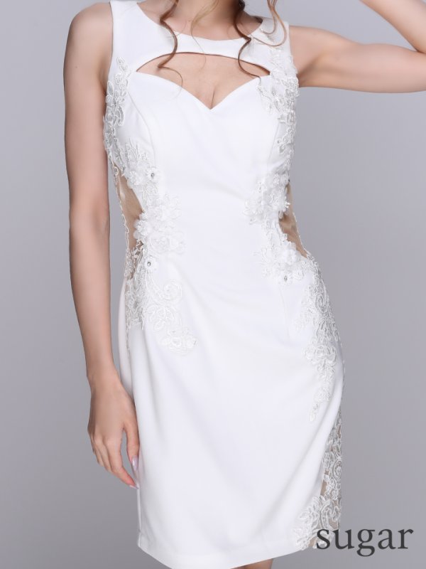 画像6: 【Lip line/リップライン】刺繍/ サイドシアー/ ストレッチ/ タイト/ ミニドレス / キャバドレス[HC03]