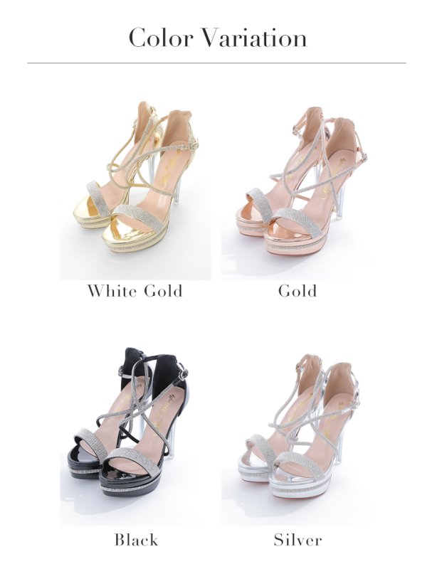 画像32: 【COMEX】 3color/ 12cmヒール/ ビジュー/ オープントゥ/ ハイヒール/ ストラップサンダル[OF02]