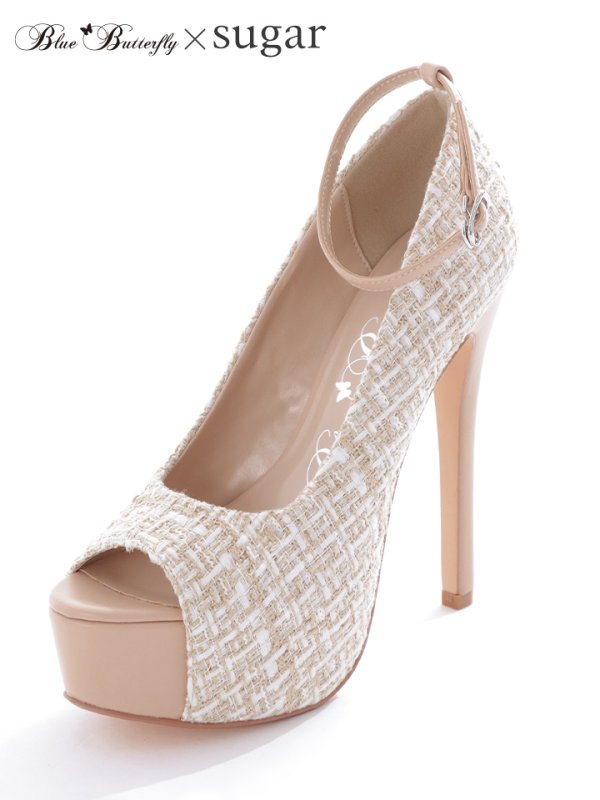 画像9: sugarコラボ商品☆【COMEX】 2color/ 14.5cmヒール/ ツイードパンプス/ オープントゥパンプス/ ハイヒール/ ピンヒール/ プラットフォーム/ パンプス[OF02]