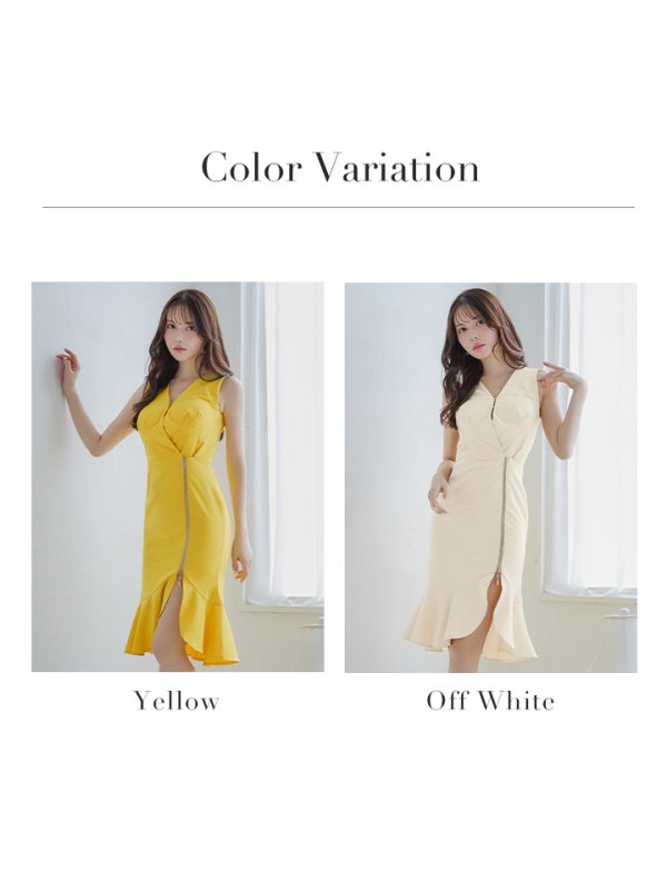 画像15: 【VELIQUE/ヴェリーク】シンプル/ ワンカラー/ ノースリーブ/ ジップデザイン/ 裾フリル/ 膝丈/ ミディアムドレス/ キャバドレス【HC02】