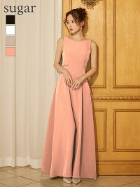 【VELIQUE/ヴェリーク】シンプル/ノースリーブ/ ボートネック/ パール/ Aライン/ フレア/ ロングドレス/ キャバドレスlong【HC02】