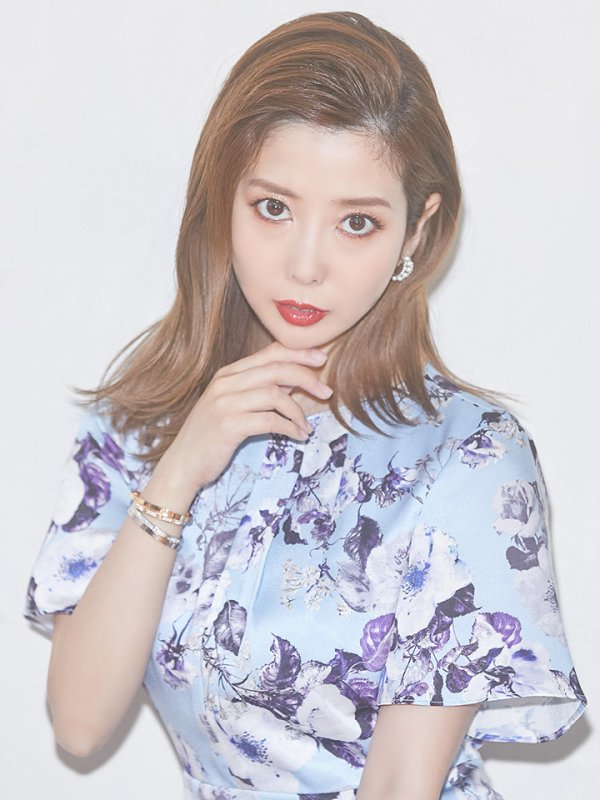 画像3: 【GINZA COUTURE/銀座クチュール】フラワープリント/ ショートスリーブ/ タックデザイン/ ミディアム丈/ ワンピース/ キャバドレス[OF2]