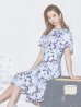 画像5: 【GINZA COUTURE/銀座クチュール】フラワープリント/ ショートスリーブ/ タックデザイン/ ミディアム丈/ ワンピース/ キャバドレス[OF2]