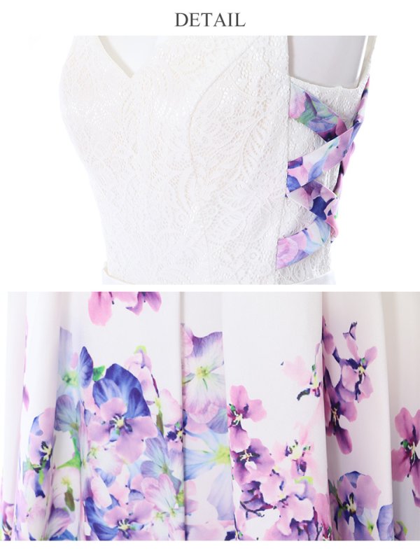 画像8: 再入荷！【Lip line/リップライン】フラワープリント/レース/タック/ロングドレス /キャバドレスlong[HC03]