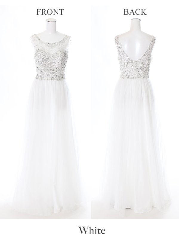 画像9: 【Lip line/リップライン】ビーズ刺繍/Aライン/チュール/ロングドレス /キャバドレスlong[HC03]