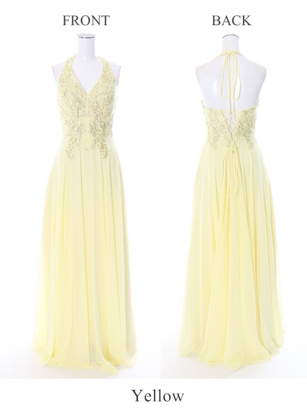 画像11: 【Lip line/リップライン】ビジュー刺繍/ホルターネック/シフォン/ロング/ロングドレス /キャバドレス long[HC03]