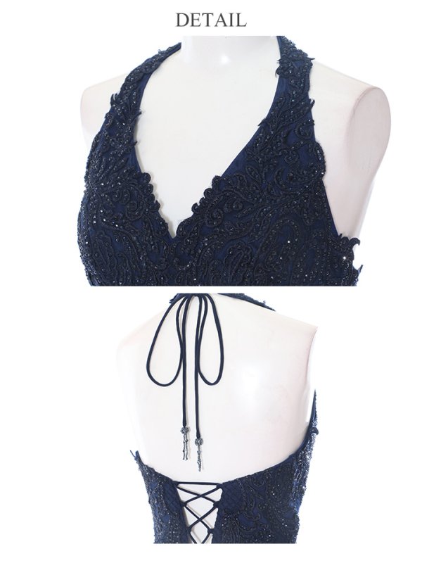 画像13: 【Lip line/リップライン】ビジュー刺繍/ホルターネック/シフォン/ロング/ロングドレス /キャバドレス long[HC03]