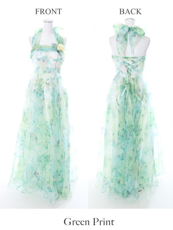 画像6: 再入荷！【Lip line/リップライン】フラワープリント/ホルターネック/シフォン/ロングドレス /キャバドレスlong[HC03]