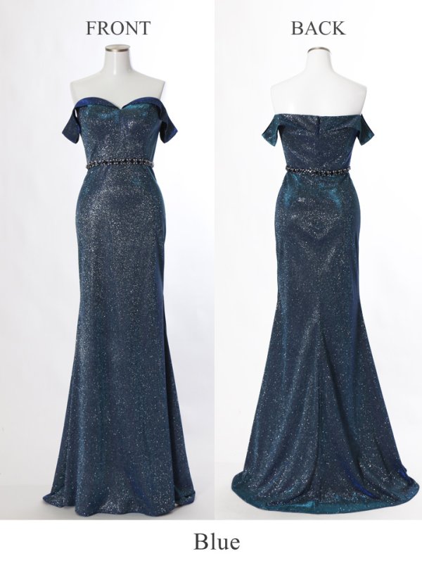 画像5: 【Lip line/リップライン】ラメニット/ オフショル/ スリット/ キャバドレス long[HC03]