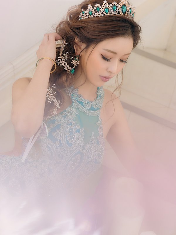 画像9: 【関西コレクション着用】【Lip line/リップライン】デザイン刺繍/ ホルターネック/ バックレス/ Aライン/ キャバドレス long[HC03]