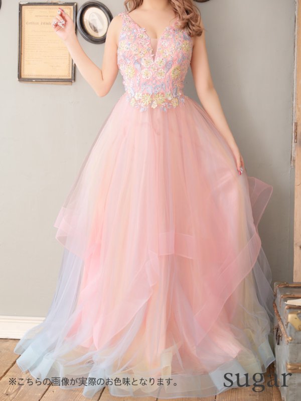 画像6: 【Lip line/リップライン】フラワー刺繍/ Aライン/ チュール/ プリンセス/ キャバドレスlong[HC03]