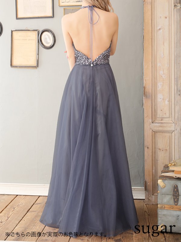 画像7: 【Lip line/リップライン】ホルターネック/ ビジュー刺繍/ チュール/ Aライン/ キャバドレスlong[HC03]