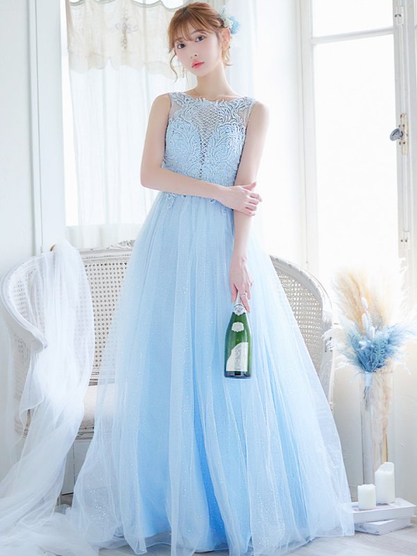 画像7: 【関西コレクション着用】【Lip line/リップライン】ラメ/ 刺繍レース/ ノースリーブ/ チュール/ Aライン/ ロングドレス/ キャバドレスlong[OF05]