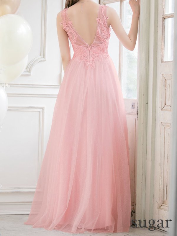 画像9: 【Lip line/リップライン】ラメ/ 刺繍レース/ ノースリーブ/ チュール/ Aライン/ ロングドレス/ キャバドレスlong[OF05]