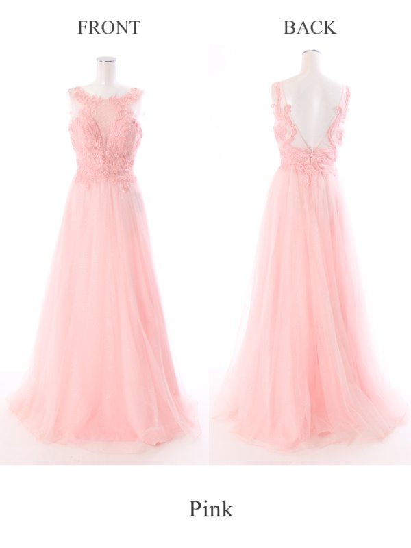 画像8: 【Lip line/リップライン】ラメ/ 刺繍レース/ ノースリーブ/ チュール/ Aライン/ ロングドレス/ キャバドレスlong[OF05]