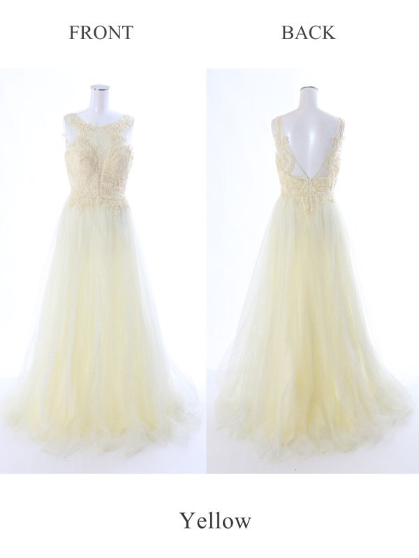 画像9: 【Lip line/リップライン】ラメ/ 刺繍レース/ ノースリーブ/ チュール/ Aライン/ ロングドレス/ キャバドレスlong[OF05]