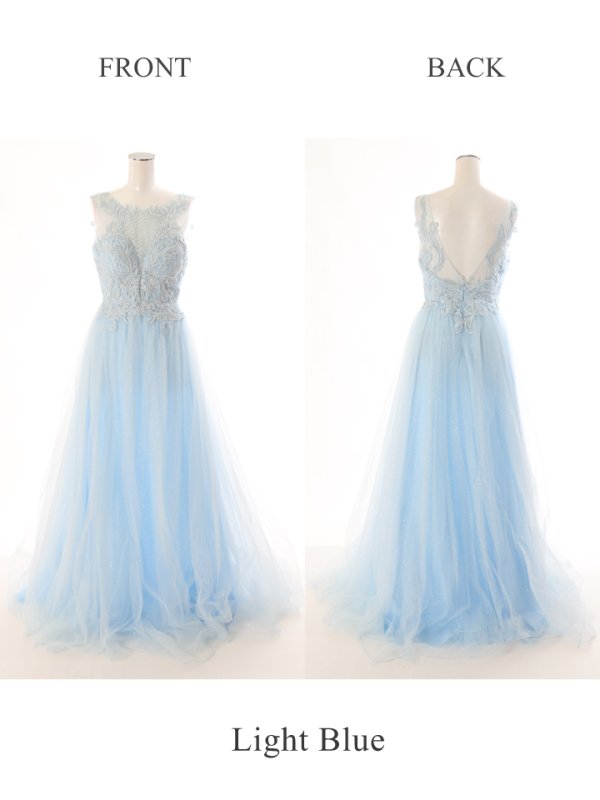 画像10: 【Lip line/リップライン】ラメ/ 刺繍レース/ ノースリーブ/ チュール/ Aライン/ ロングドレス/ キャバドレスlong[OF05]