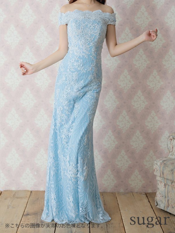 画像5: 【Lip line/リップライン】フラワー刺繍/ 総レース/ オフショル/ キャバドレス long[HC03]