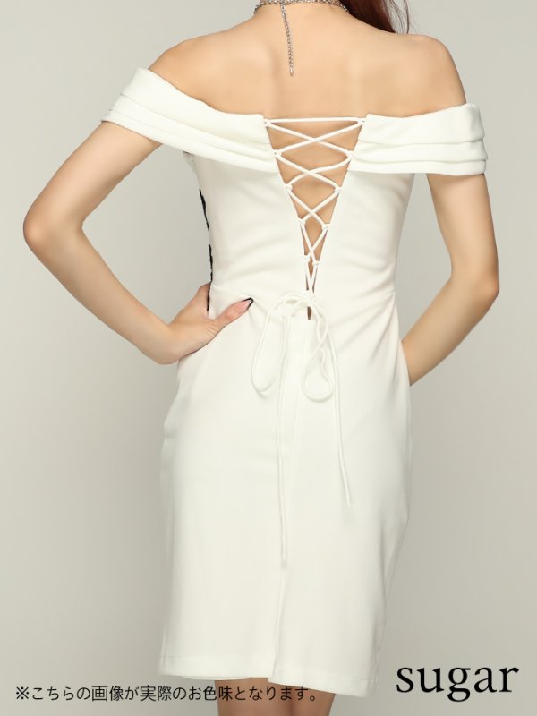 画像5: 【Lip line/リップライン】刺繍デAザイン/ストレッチ/オフショル/タイト/ミニドレス /キャバドレス[HC03]