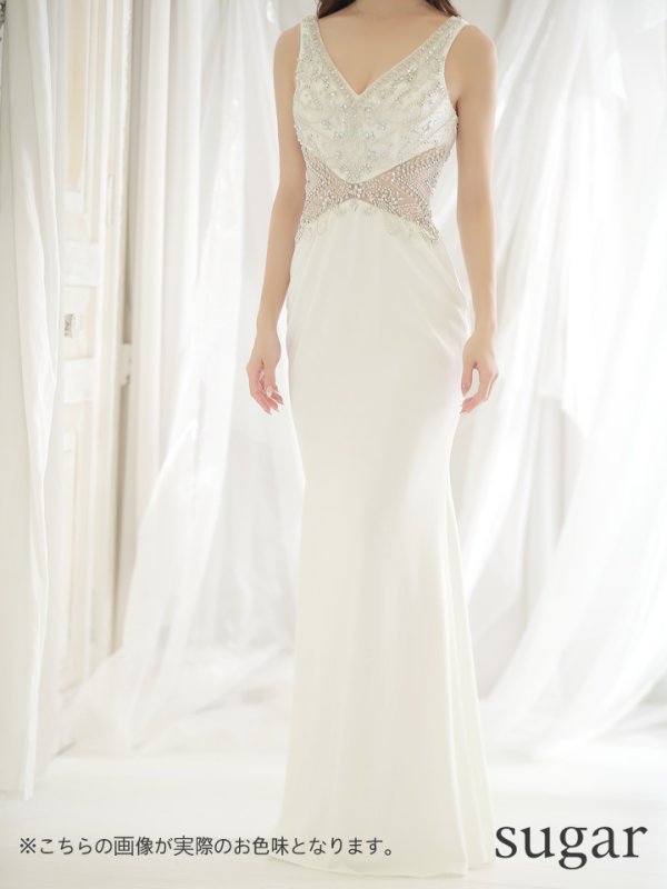 画像7: 【Lip line/リップライン】ビーズ刺繍/ シアーレース/ ストレッチ/ キャバドレス long[HC03]