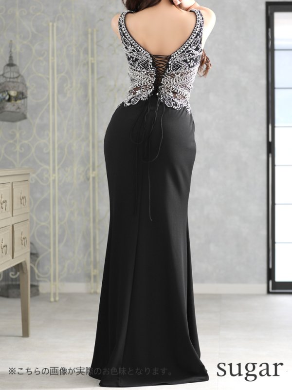 画像10: 【Lip line/リップライン】ビーズ刺繍/ シアーレース/ ストレッチ/ キャバドレス long[HC03]