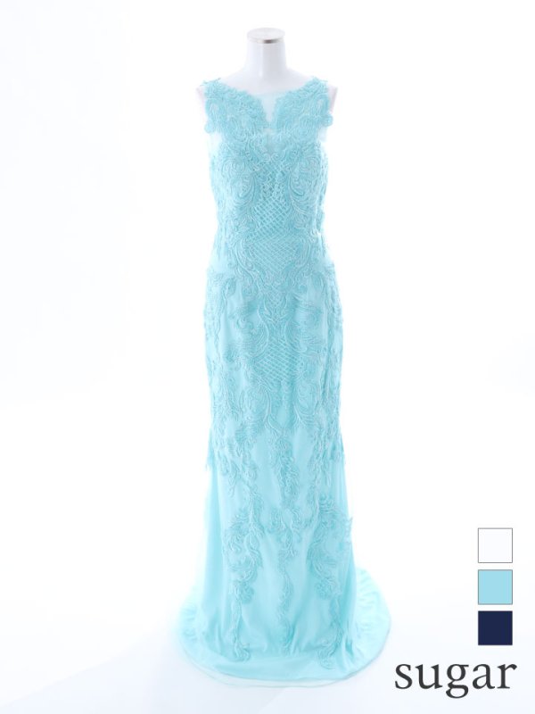 画像8: Lサイズあり【Lip line/リップライン】デザイン刺繍レース/ ノースリーブ/ メッシュ切り替え/ タイト/ ロングドレス/ キャバドレス long[HC03]
