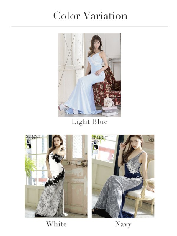 画像12: 【Lip line/リップライン】フラワーレース/ ストレッチ/ レース切替/ タイト/ キャバドレス long[HC03]