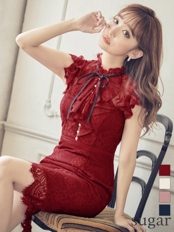 画像1: 【Lサイズあり】【DEA. by ROBE de FLEURS/ディアバイローブドフルール】パール/ 切り替え/総レース / タイト/ ミニドレス/ キャバドレス[OF2]