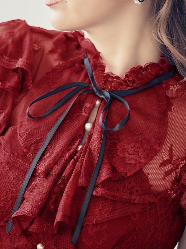 画像7: 【Lサイズあり】【DEA./ディア】パール/ 切り替え/総レース / タイト/ ミニドレス/ キャバドレス【OF08】