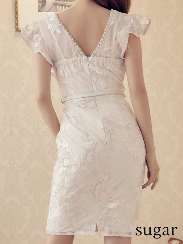 画像9: Lサイズあり【DEA./ディア】刺繍レース/ スパンコール/ ベルト付き/ タイト/ ミニドレス/ キャバドレス【OF08】