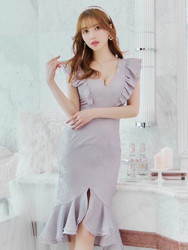 画像31: Lサイズあり【DEA./ディア】マーメイド/ フリル/ バストカット/ ワンピース/ ミディアムドレス/ キャバドレス【OF08】