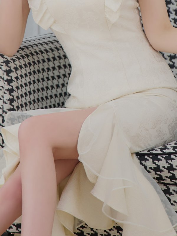 画像10: Lサイズあり【DEA./ディア】マーメイド/ フリル/ バストカット/ ワンピース/ ミディアムドレス/ キャバドレス【OF08】